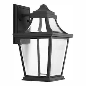 Endorse LED Collection 1-Light Textured Black Clear Glass New Traditional Outdoor Medium Wall Lantern Light