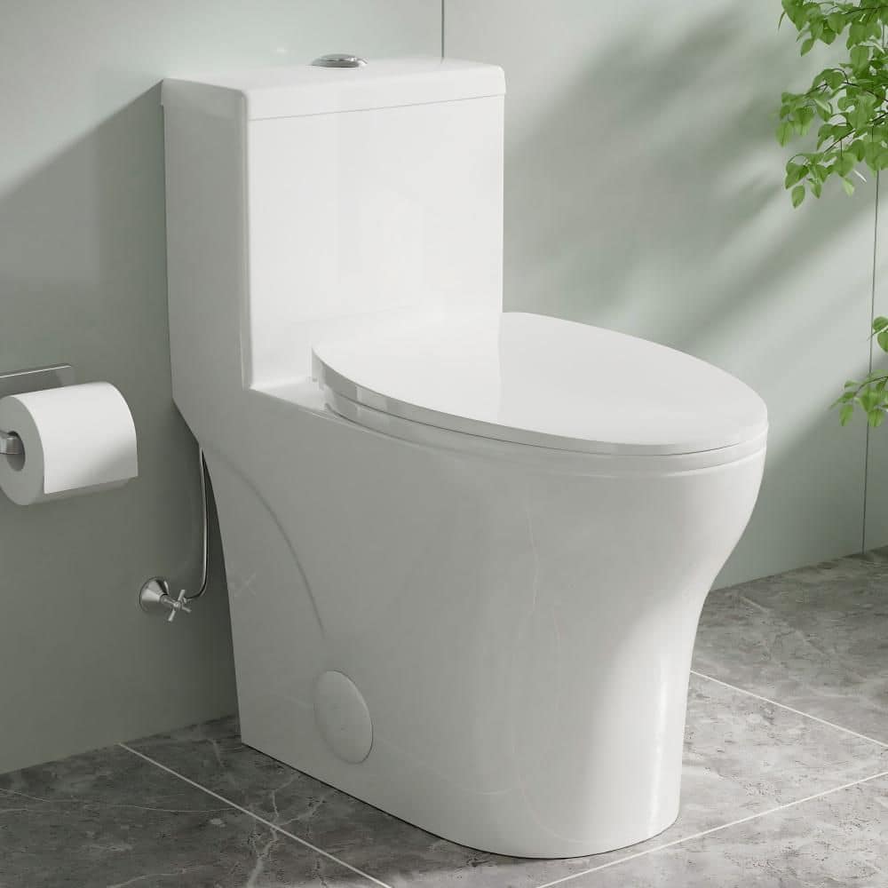 1-Piece ADA 17 in. Toilet 1.0/1.28 GPF Dual Flush Elongated Toilet in White, Soft-Close Seat Included 12 in. Rough-In price history on PriceWatchPro