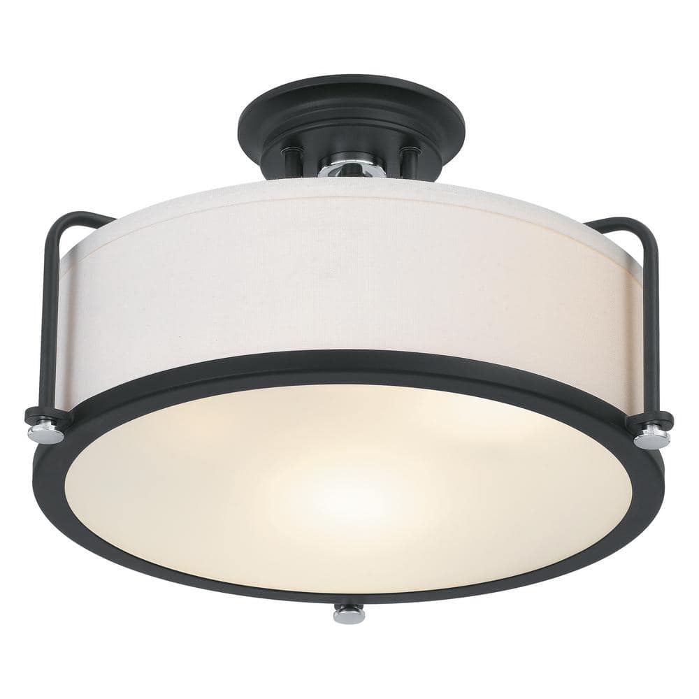 Earth Black Drum Semi-Flush Mount Ceiling Light