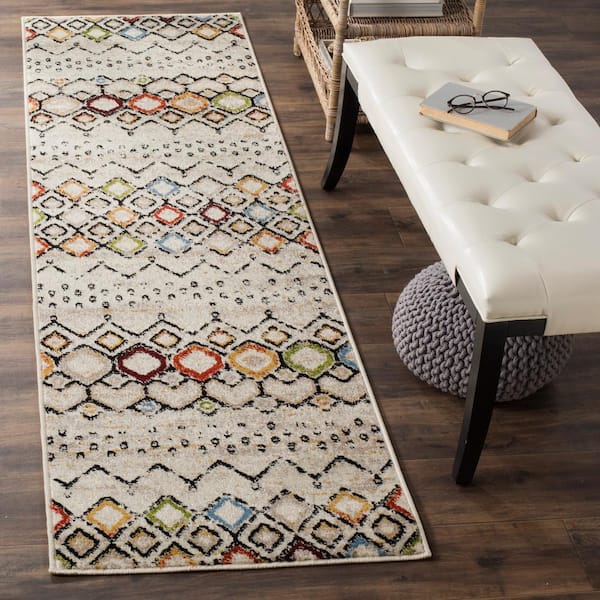 Amsterdam Ivory/Multi 2 ft. x 10 ft. Geometric Runner Rug