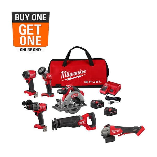 M18 FUEL 18V Lithium-Ion Brushless Cordless Combo Kit (5-Tool) with Brushless Grinder w/Variable Speed and Paddle Switch