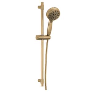 7-Spray Patterns 4.5 in. Wall Mount Handheld Shower Head 1.75 GPM with Slide Bar and Cleaning Spray in Champagne Bronze