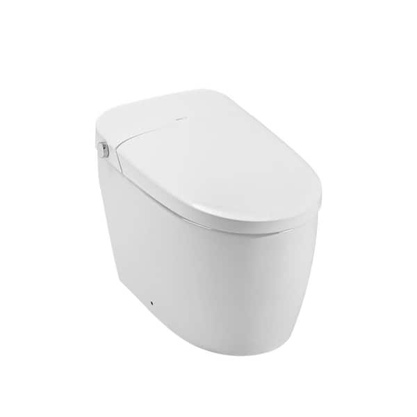 Elongated Ceramic Smart Bidet Toilet 1. 6GPF/1. 1GPF in White with Heated Seat, Female Wash, Warm Air Dryer, Foot Sensor