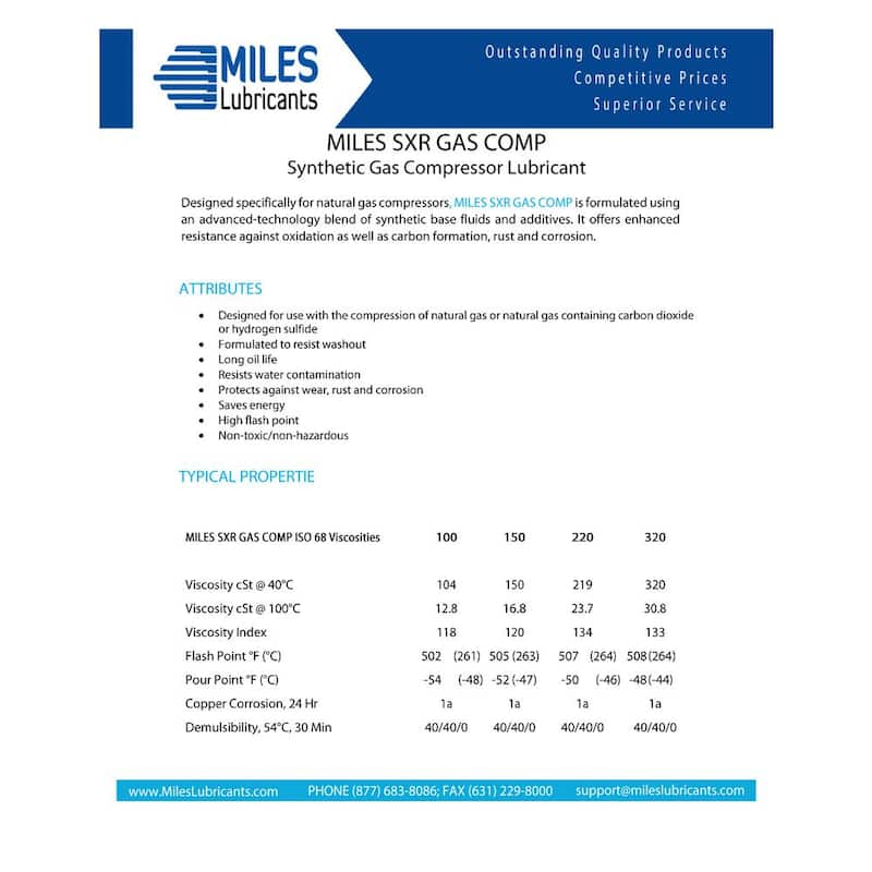 Miles Sxr Gas Comp 68 - 16 oz. Full Synthetic Pao Based Gas Air Compressor Fluid (Pack of 12)