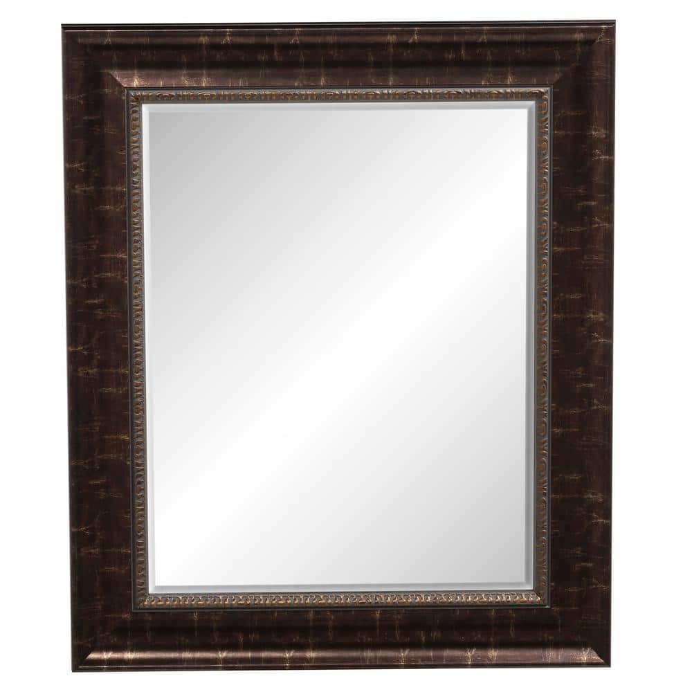 Elegant Distressed Bronze Rectangular Beveled Wall Mirror - 30.5 x 36 in