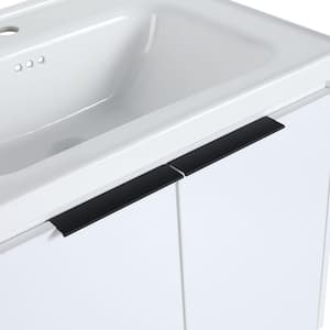 23.80 in. W x 18.50 in. D x 20.70 in. H Floating Wall-Mounted Bath Vanity in White with White Ceramic Top