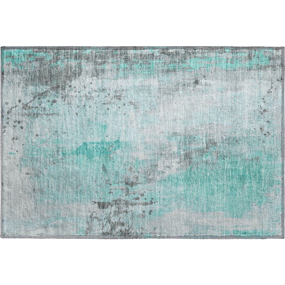 Mayfield Premium Machine Washable Abstract AMF1840 Teal 2 ft. x 3 ft. Area Rug price history on PriceWatchPro