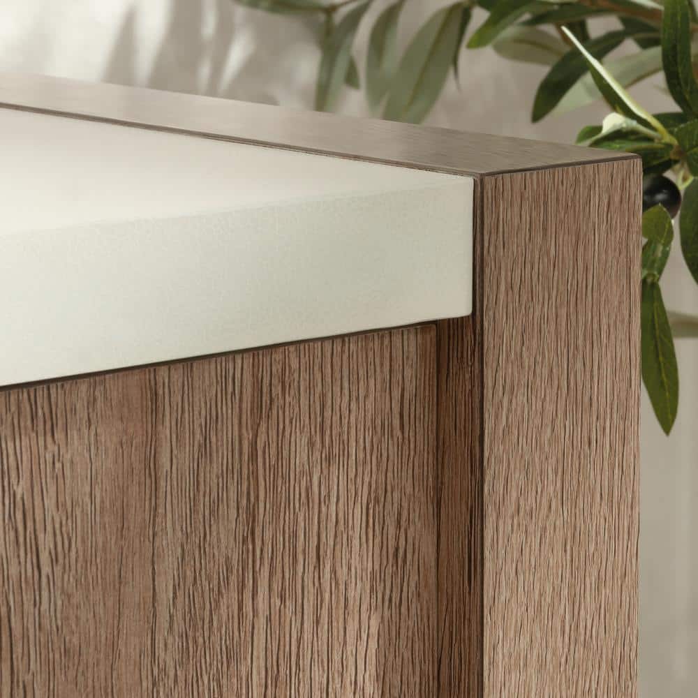 Brushed Oak and Pebble White 66'' 2-Drawer Credenza