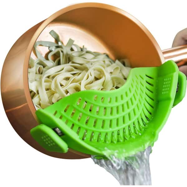 Multipurpose Clip-On Strainer Silicone Kitchen Colander in Neon Green