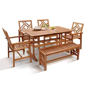 6-Piece Carmel Wood Outdoor Solid Dining Set