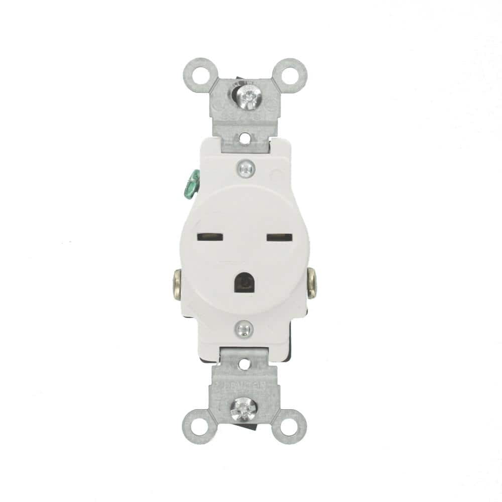 White Commercial Grade Tamper Resistant Single Receptacle with Wall Plate