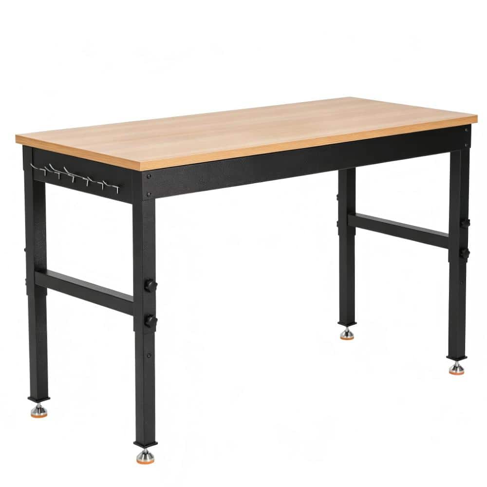 60x24in Adjustable Height Heavy Duty Workbench Solid Rubberwood & Steel Top, Built-in Power Outlets without wheels price history on PriceWatchPro