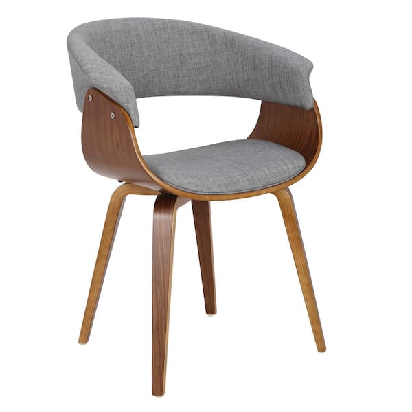 Lumisource Vintage Mod Walnut and Light Grey Dining/Accent Chair