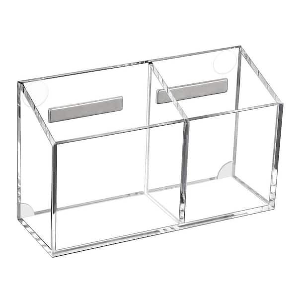 Magnetic Non-Slip Acrylic Marker Holder White Marker Organizer with Multiple Compartments for Whiteboard, Fridge, Locker