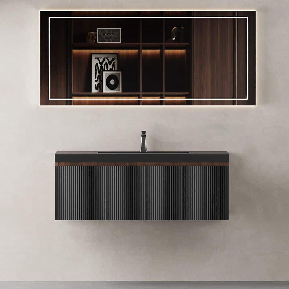 42 in. Wall-Mounted Bath Vanity Modern Floating Bathroom Vanity in Smoked W