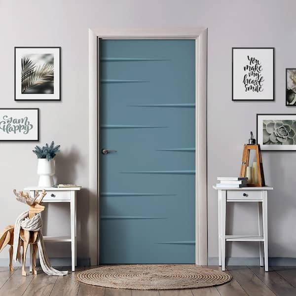 CALHOME 42 in. x 96 in. Hollow Core Dignity Blue Painted Composite