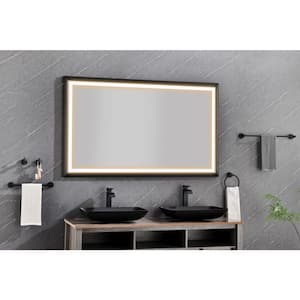 60 in. W x 36 in. H Oversized Rectangular Aluminium Framed Wall- Mounted Bathroom Vanity Mirror with LED Dimmable Light