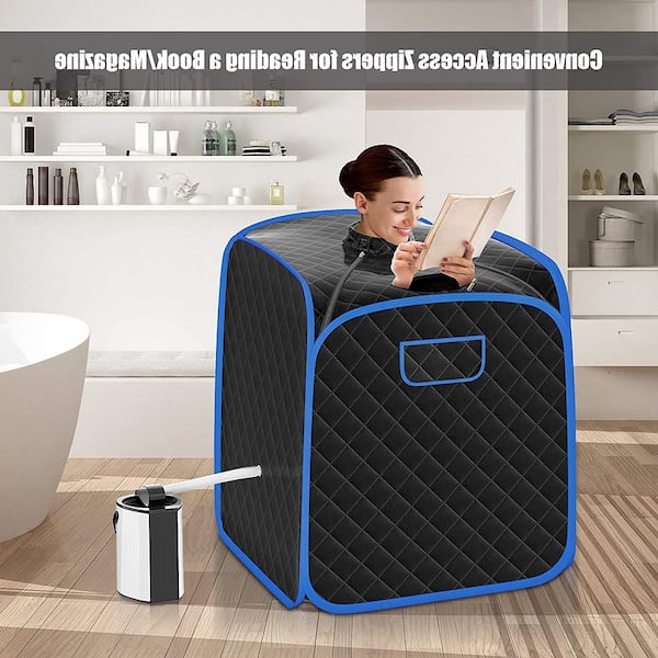 Portable Steam Sauna with/9-Gear Adjustable Temperature and Herbal Box Black