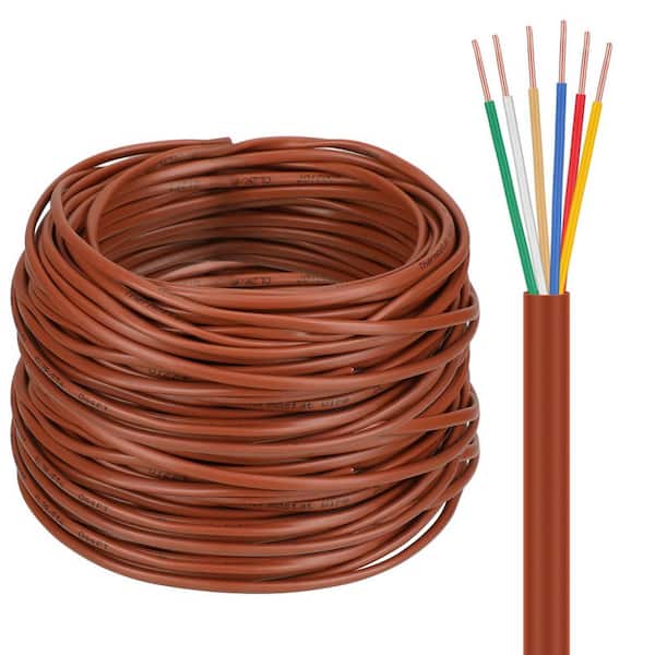 Vrbgify 100 ft. 18/6 Gauge Solid Copper Thermostat Wire Cable, ETL Approved, Moisture, for Low Voltage Applications