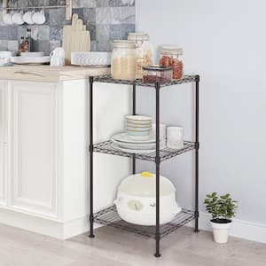 smusei 4 Tier Open Shelving Units Freestanding Kitchen Storage Rack  Standing Kitchen Rack Organizer Large Capacity with Metal Wire Fence Wood  Look