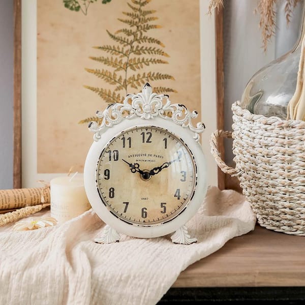 Unbranded Vintage Table Clock, Decorative Shelf Desk Top Clock Battery Operated Round French Design
