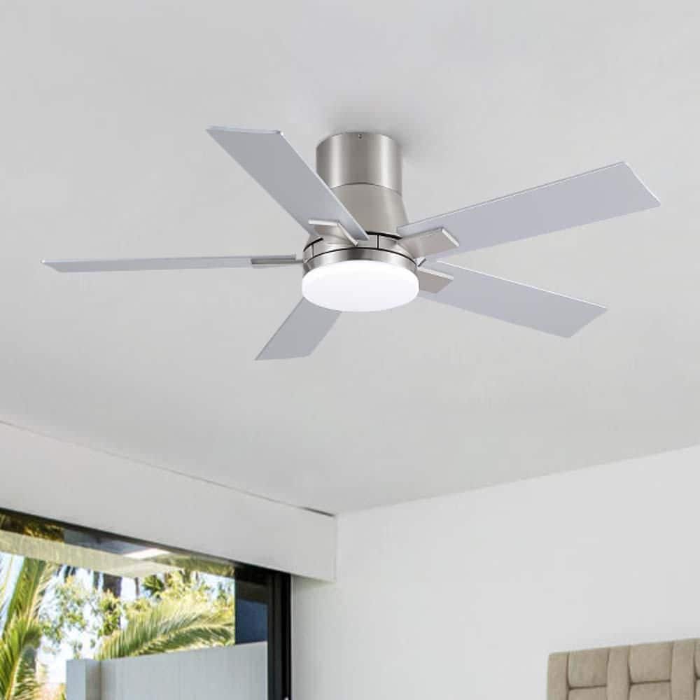Amice 42 in. Indoor Brushed Nickel Standard Flush Mount Ceiling Fan with Integrated LED, Quite Motor and Remote Control price history on PriceWatchPro