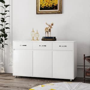 52.56in x 15.94in x 32.68in White MDF Ready to Assemble Kitchen Cabinet with 3 Drawers and 3 Doors