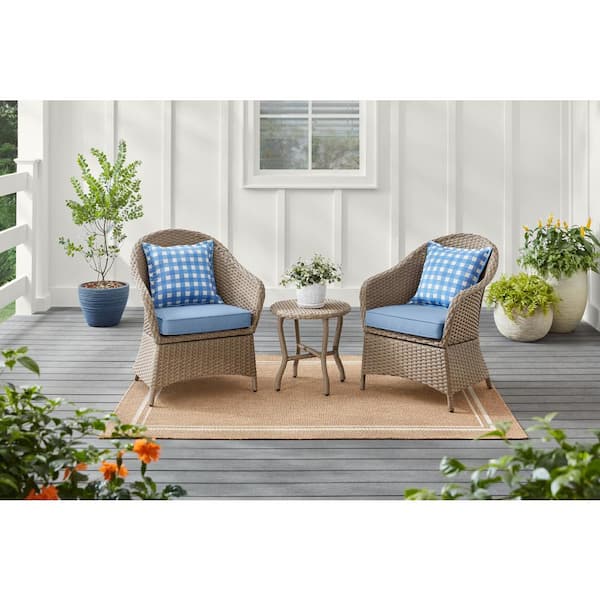 Mayberry 3-Piece Metal Outdoor Bistro Set with Lake Cushions