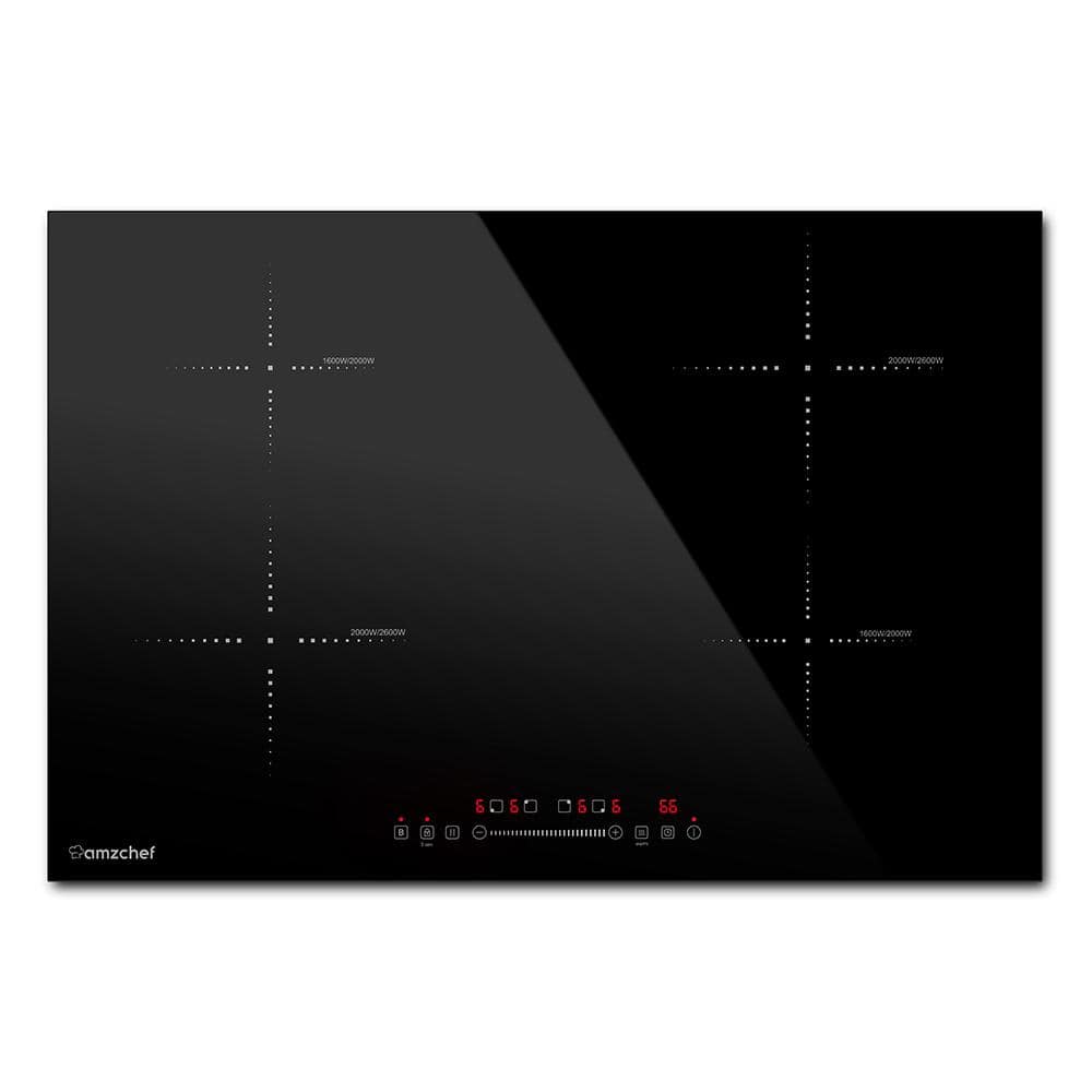 amzchef 30 in. 4Elements Ceramic Induction Cooktop in Black with 9