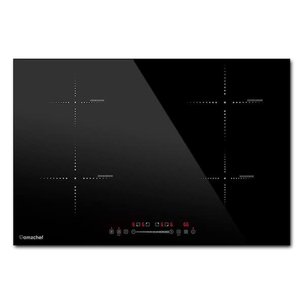 amzchef 30 in. 4Elements Ceramic Induction Cooktop in Black with 9Heating Levels and Child