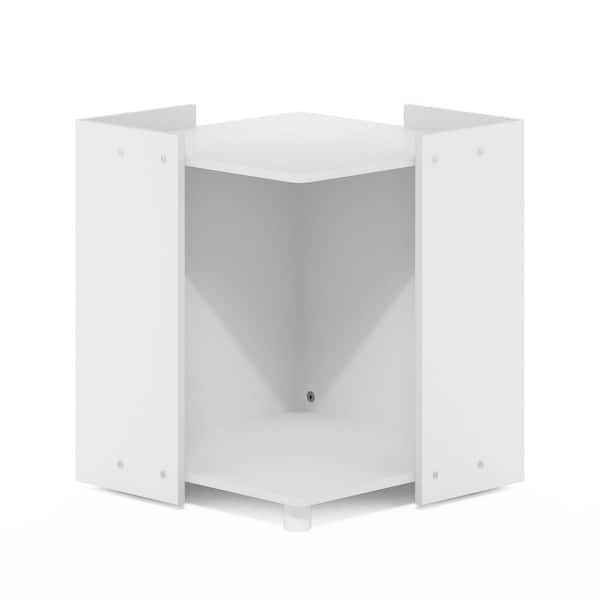Furinno Peli 16.6 in. Solid White Square Wood End Table with Storage