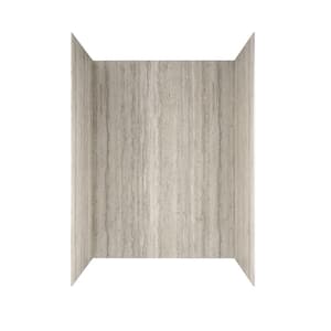 Passage 32 in. x 60 in. x 72 in. 4-Piece Glue-Up Alcove Shower Wall in Pewter Travertine