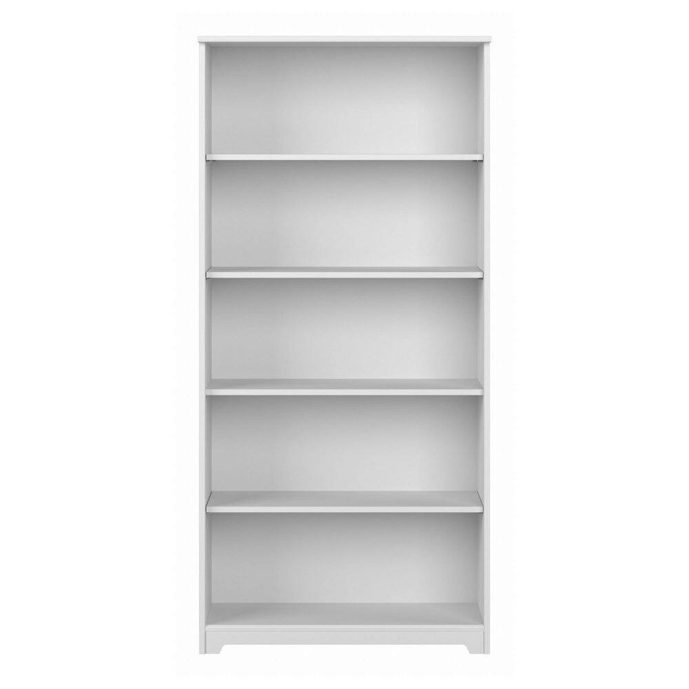 Cabot Tall 5-Shelf Adjustable White Bookcase Organizer