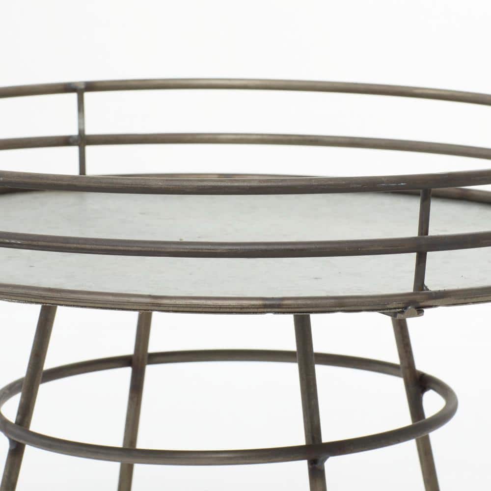 Gray Metal Round Farmhouse Cake Stand, 12" x 10"