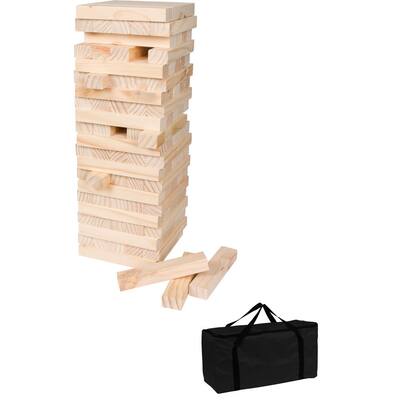 60-Piece Giant Wooden Stacking Puzzle Game with Carry Case