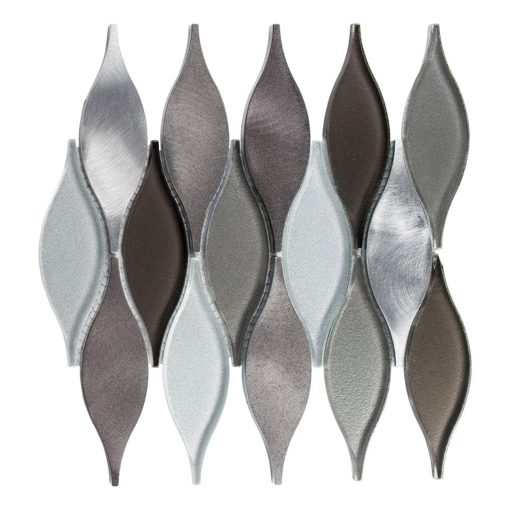 Tipper Black and Silver Glossy Arabesque Mosaic Wall Tile