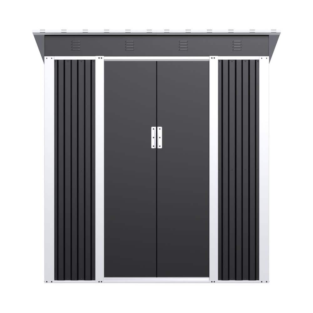 Install Metal Shed 6 ft. W x 4 ft. D Metal Shed with Sliding Door in Black 