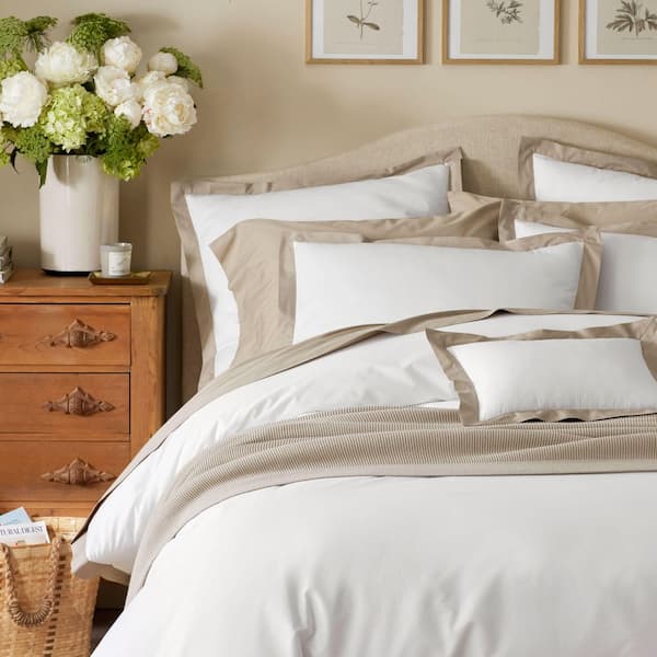 Company Cotton Solid Border Cotton Percale Duvet Cover