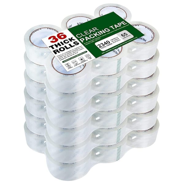 Thick Heavy Duty Clear Packing Tape 36 Rolls 1.88 in. Wide 65 yds. Per Roll Total 2340 yds. Strong Adhesive