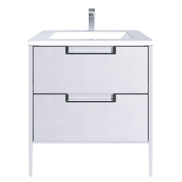 Jasmine 32 in. Single Sink White Bath Vanity with White Acrylic Top (Assembled)