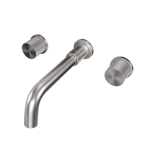 Mondawe Alexa Double-Handle Wall Mounted Faucet in Brushed Nickel for Bathroom, Vanity, Laundry (1-Pack)