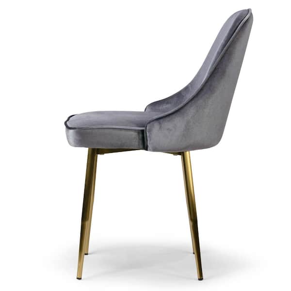 Alpha Sandy Brown Velvet Chair with Brushed Golden Steel Legs (Set of 2)