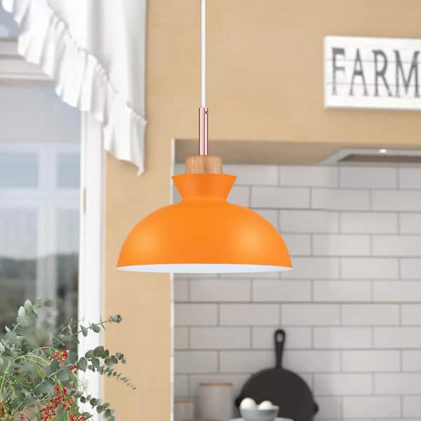 RRTYO Matisse 1-Light Orange Single Dome Pendant Light with Metal