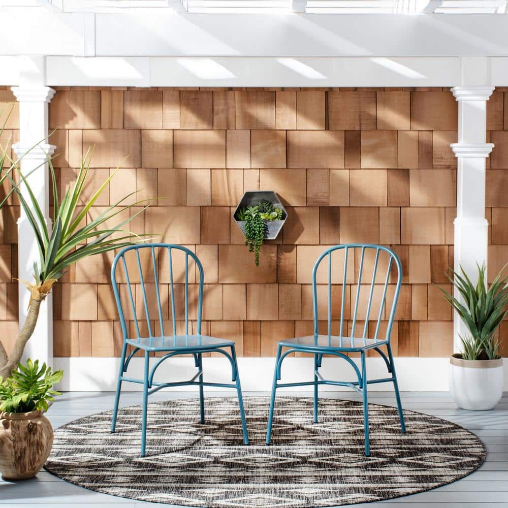 Matte Navy Blue Aluminum Stackable Side Chair Set