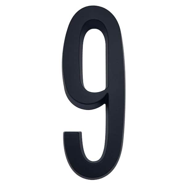 Everbilt 4 in. Flush Mount Matte Black Self-Adhesive House Number 9
