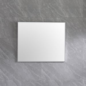 Sax 36 in. W x 30 in. H Framed Rectangular Bathroom Vanity Mirror in Brushed Silver