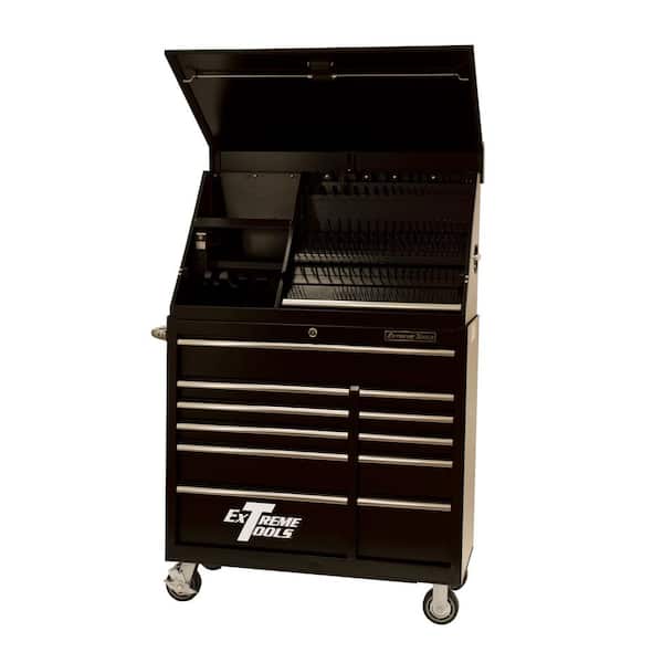 Extreme Tools 41 in. Extreme Portable Workstation 11-Drawer Tool Chest and Cabinet Combo in Black