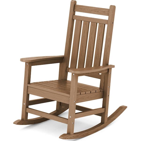 JEAREY Oversized HDPE Resin Outdoor Patio Rocking Plastic Adirondack Chair in Brown