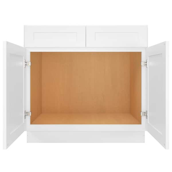 Hampton Bay Avondale 36 in. W x 24 in. D x 34.5 in. H Ready to Assemble  Plywood Shaker Sink Base Kitchen Cabinet in Alpine White SB36 - The Home  Depot