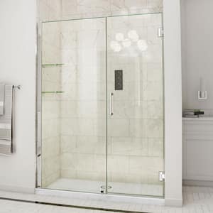 Unidoor 53 to 54 in. x 72 in. Frameless Hinged Shower Door in Matte Black